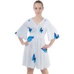 Butterfly-blue-phengaris Boho Button Up Dress