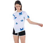 Butterfly-blue-phengaris Asymmetrical Short Sleeve Sports T-Shirt