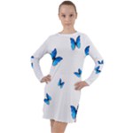 Butterfly-blue-phengaris Long Sleeve Hoodie Dress