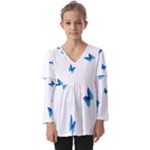 Butterfly-blue-phengaris Kids  V Neck Casual Top