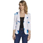 Butterfly-blue-phengaris Women s One-Button 3/4 Sleeve Short Jacket