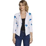 Butterfly-blue-phengaris Women s Casual 3/4 Sleeve Spring Jacket