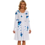 Butterfly-blue-phengaris Long Sleeve Dress With Pocket