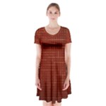 Grid Background Pattern Wallpaper Short Sleeve V-neck Flare Dress