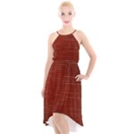 Grid Background Pattern Wallpaper High-Low Halter Chiffon Dress 