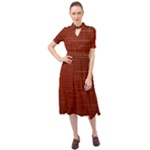 Grid Background Pattern Wallpaper Keyhole Neckline Chiffon Dress