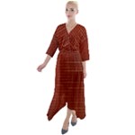 Grid Background Pattern Wallpaper Quarter Sleeve Wrap Front Maxi Dress