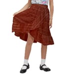 Grid Background Pattern Wallpaper Kids  Ruffle Flared Wrap Midi Skirt