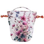 Flora Floral Flower Petal Drawstring Bucket Bag