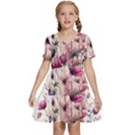Flora Floral Flower Petal Kids  Short Sleeve Tiered Mini Dress