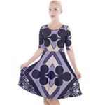 Pattern Design Scrapbooking Quarter Sleeve A-Line Dress