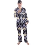 Pattern Design Scrapbooking Men s Long Sleeve Satin Pajamas Set