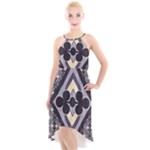 Pattern Design Scrapbooking High-Low Halter Chiffon Dress 
