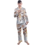 Boho Background Leaves Botanical Men s Long Sleeve Satin Pajamas Set