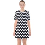 Wave Pattern Wavy Halftone Sixties Short Sleeve Mini Dress