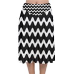 Wave Pattern Wavy Halftone Velvet Flared Midi Skirt