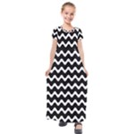 Wave Pattern Wavy Halftone Kids  Short Sleeve Maxi Dress