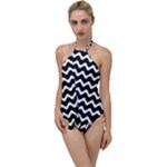 Wave Pattern Wavy Halftone Go with the Flow One Piece Swimsuit