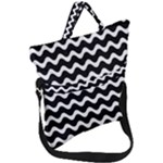 Wave Pattern Wavy Halftone Fold Over Handle Tote Bag