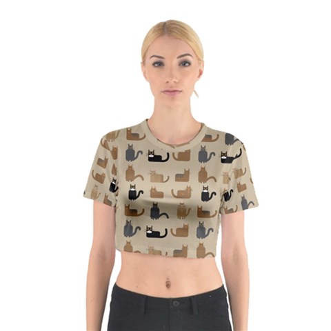 Cat Pattern Texture Animal Cotton Crop Top from UrbanLoad.com