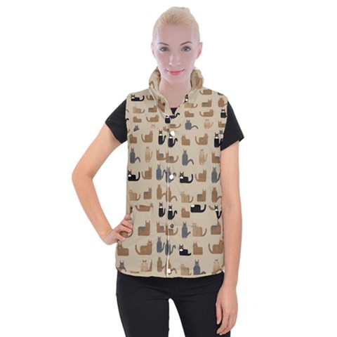 Cat Pattern Texture Animal Women s Button Up Vest from UrbanLoad.com