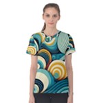 Wave Waves Ocean Sea Abstract Whimsical Women s Cotton T-Shirt