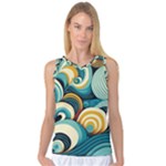 Wave Waves Ocean Sea Abstract Whimsical Women s Basketball Tank Top