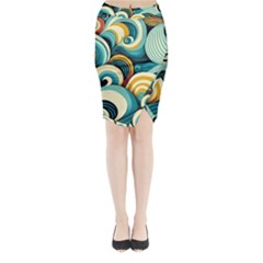 Wave Waves Ocean Sea Abstract Whimsical Midi Wrap Pencil Skirt from UrbanLoad.com
