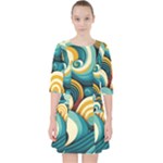 Wave Waves Ocean Sea Abstract Whimsical Quarter Sleeve Pocket Dress