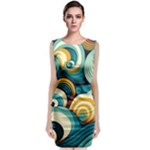 Wave Waves Ocean Sea Abstract Whimsical Sleeveless Velvet Midi Dress