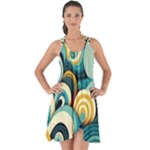 Wave Waves Ocean Sea Abstract Whimsical Show Some Back Chiffon Dress