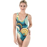 Wave Waves Ocean Sea Abstract Whimsical High Leg Strappy Swimsuit