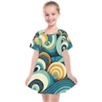 Wave Waves Ocean Sea Abstract Whimsical Kids  Smock Dress