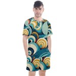 Wave Waves Ocean Sea Abstract Whimsical Men s Mesh T-Shirt and Shorts Set