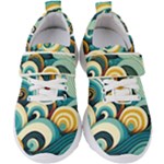 Wave Waves Ocean Sea Abstract Whimsical Kids  Velcro Strap Shoes