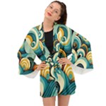Wave Waves Ocean Sea Abstract Whimsical Long Sleeve Kimono