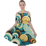 Wave Waves Ocean Sea Abstract Whimsical Cut Out Shoulders Chiffon Dress
