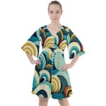 Wave Waves Ocean Sea Abstract Whimsical Boho Button Up Dress