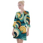 Wave Waves Ocean Sea Abstract Whimsical Open Neck Shift Dress