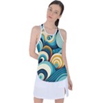 Wave Waves Ocean Sea Abstract Whimsical Racer Back Mesh Tank Top