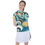 Wave Waves Ocean Sea Abstract Whimsical Women s Polo T-Shirt