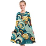 Wave Waves Ocean Sea Abstract Whimsical Kids  Midi Sailor Dress