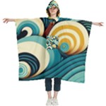 Wave Waves Ocean Sea Abstract Whimsical Women s Hooded Rain Ponchos