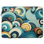 Wave Waves Ocean Sea Abstract Whimsical 17  Vertical Laptop Sleeve Case With Pocket