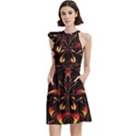 Year Of The Dragon Cocktail Party Halter Sleeveless Dress With Pockets
