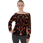 Year Of The Dragon Off Shoulder Long Sleeve Velour Top