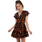 Year Of The Dragon Flutter Sleeve Wrap Dress