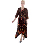 Year Of The Dragon Quarter Sleeve Wrap Front Maxi Dress