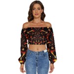 Year Of The Dragon Long Sleeve Crinkled Weave Crop Top
