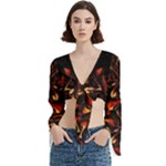 Year Of The Dragon Trumpet Sleeve Cropped Top